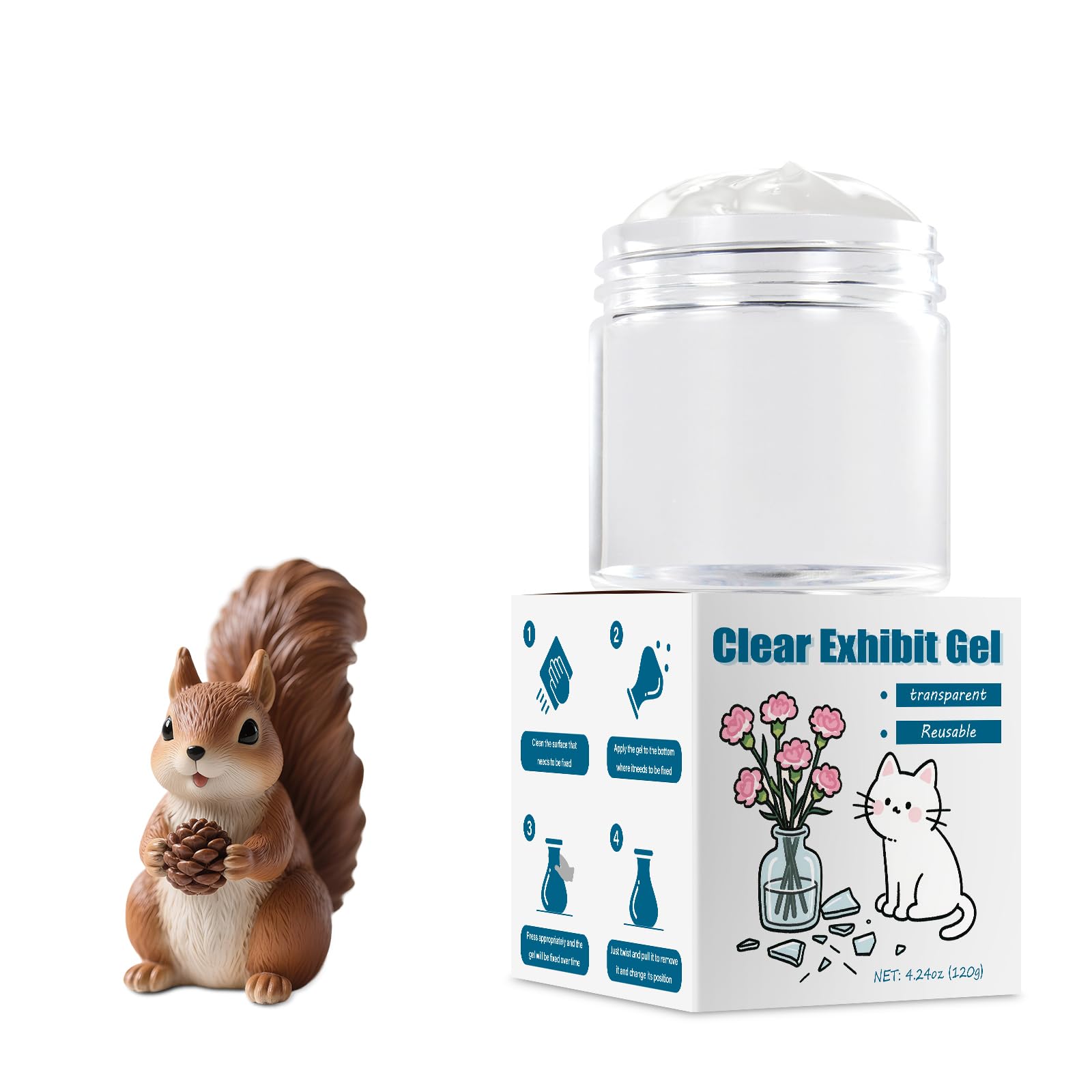 Photo 1 of 4.24 OZ Reusable Exhibit Gel for Museum - Removable Exhibit Putty for Museum Collections, Clear Residue-Free Exhibit Wax for Antiques, Glass, Ceramic, Action Figures, Protect Valuables