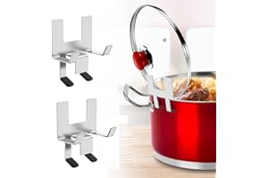 LYDODOKA 2Pcs Kitchen Pot Lid Holder Attachment, Stainless Steel Pot Lid Rack with Silicone Pad,Lid Pocket Slow Cooker Lid Ho
