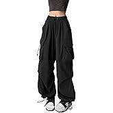 TSMNZMU Womens Baggy Cargo Pants Casual Hiking Trousers Loose Fit Parachute Pants Y2K Hight Waist Mutil Pocket Trousers
