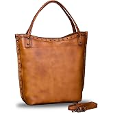 IVTG Genuine Leather Shoulder Bag for Women Work Tote Vintage Handmade Top Handle Large Capacity Handbag Satchel Purse