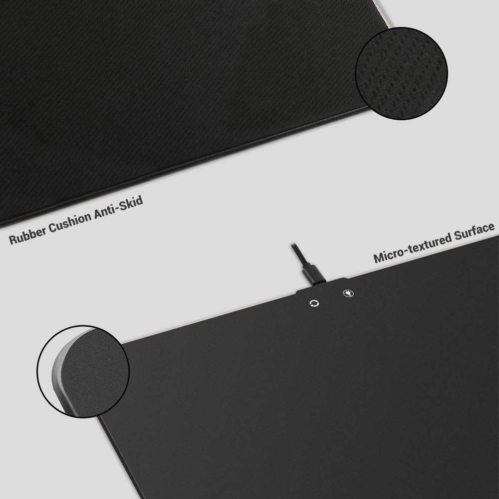 ACGAM P08 Tapis Souris LED Gaming Mouse Pad RGB Mousepad Pluggable USB 2.0 Tapis de Souris Gaming Dur de Jeu Plastique Acrylique;Autonome on/Off Boutons;Surface de Revêtement Ultra-Lisse et Durable