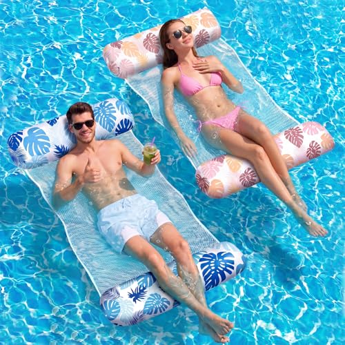Wincany XL Inflatable Swimming Pool Buoy Set of 2, Mattresses with Net for Adults, Adult Swimming Pool, Water Hammock Ideal for Beach, Sea, Summer Holidays and Leisure