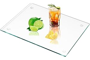 VSAR House Tempered Glass Cutting Board, 16" × 12" Clear Glass Cutting Board for Kitchen Countertop, Glass Board with Non Ant
