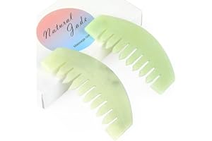 airogym 2 PCS Natural Jade Massage Comb, Guasha Scraping Scalp Comb, Multi-Functional Handheld Head Massage Tools, Meridians Massager for Head Caring, Relaxation, Physical Therapy, Acupoint Treatment