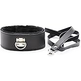 PU Leather Punk Necklace, Vintage Plush Choker, Gothic Collar with Leash for Women Girls, Black