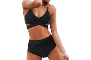 OMKAGI Women's High Waisted Bandage Bikini Set Wrap Two Piece Push Up Swimsuits