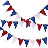 Red White and Blue Pennant Banner 3 Pack Paper Triangle Flag Hanging Decoration for Wedding Birthday Baby Shower Halloween Family Party（36pcs Triangle Flag）
