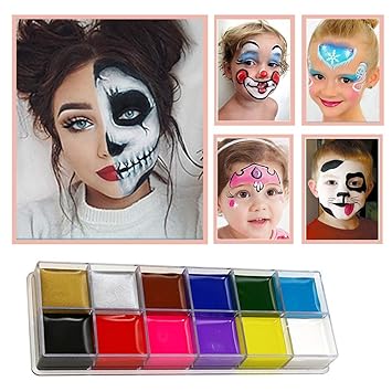 Amazon Com Face Paint Kit Gift For Kids 12 Colors Professional