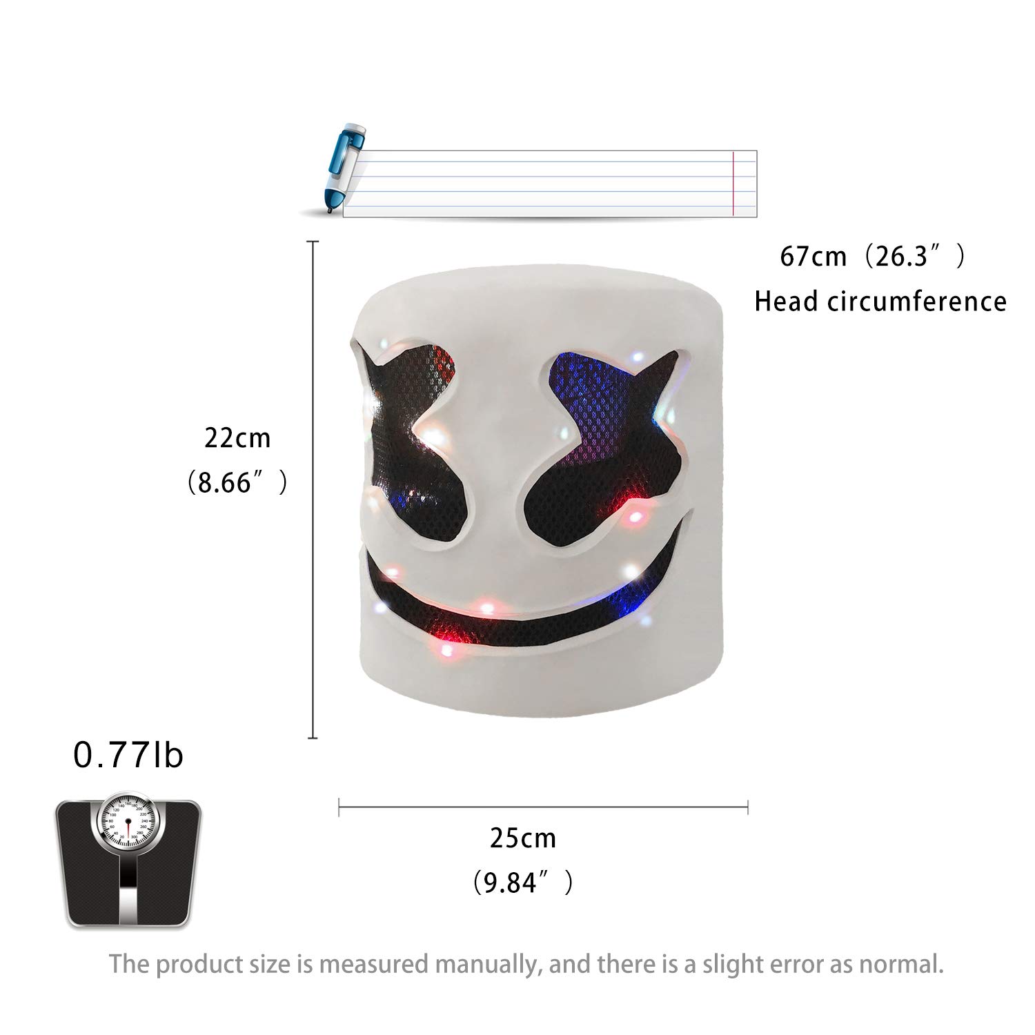 Funvolution DJ Helmet with LED 7 Color Light,DJ Mask for Kids and Adult,for Fans Meeting