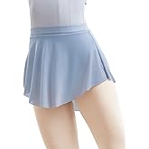 RuiBalletto Girls Women Mesh Dance Skirt with Side Split, Stretchy Pull On Ballet Skirts for Ballerina