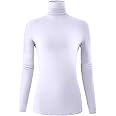 AUHEGN Women's Long Sleeve Lightweight Turtleneck Top Pullover Casual Active Layer Tops Shirts