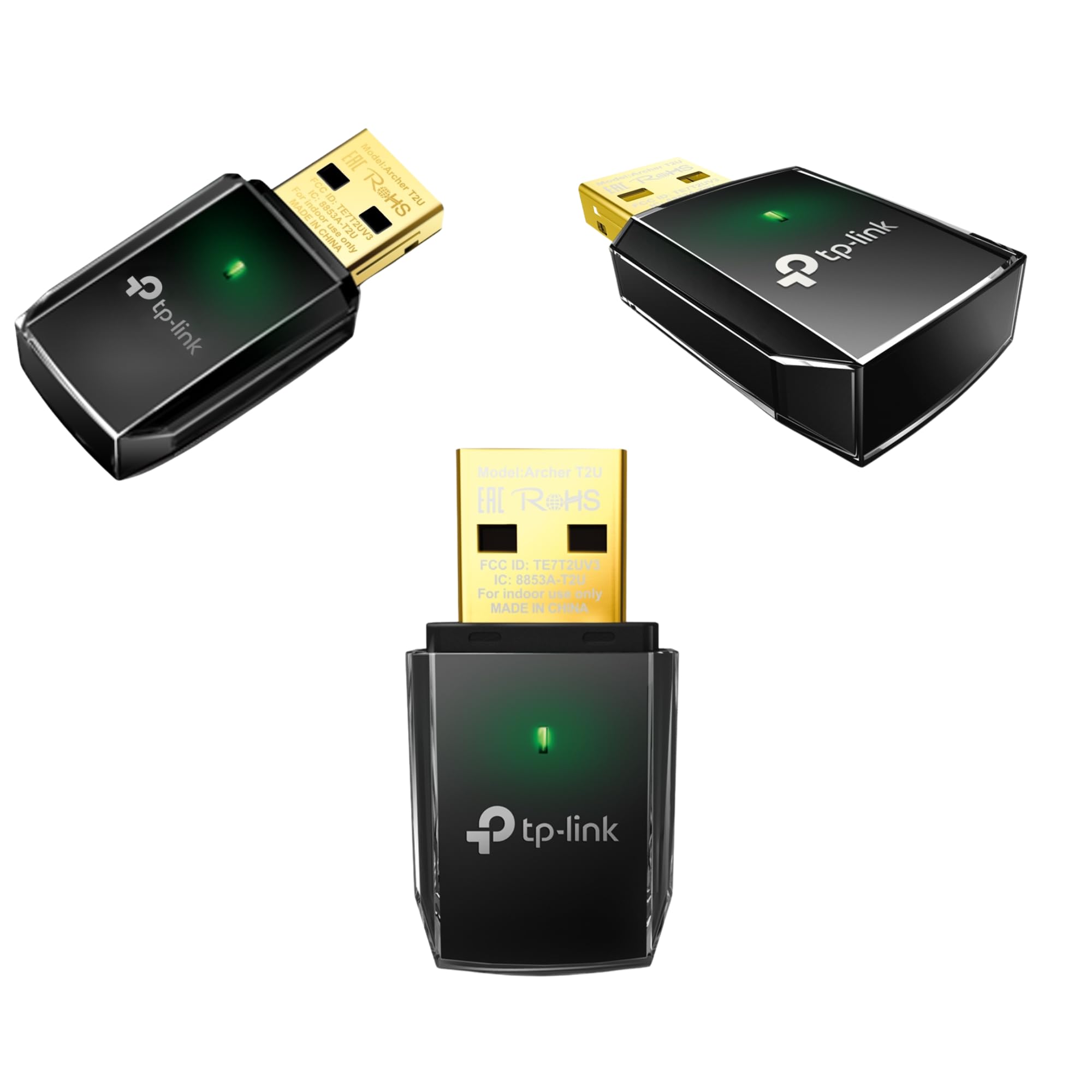 TP-Link Archer T2U AC600 USB WLAN Stick Adapter (433MBit/s 5GHz, 200MBit/s 2,4GHz, WPA und WPA2-Verschlüsselungs-Standard, Unterstützt Windows 11/10/8.1/8/7/XP, Mac OS 10.15 und früher) schwarz/Gold 2