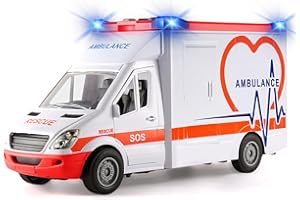 Ambulance Toy Playset for Kids – Complete Rescue Set with Truck, Doctor & Patient Figures, Stretcher, Educational Stickers, L