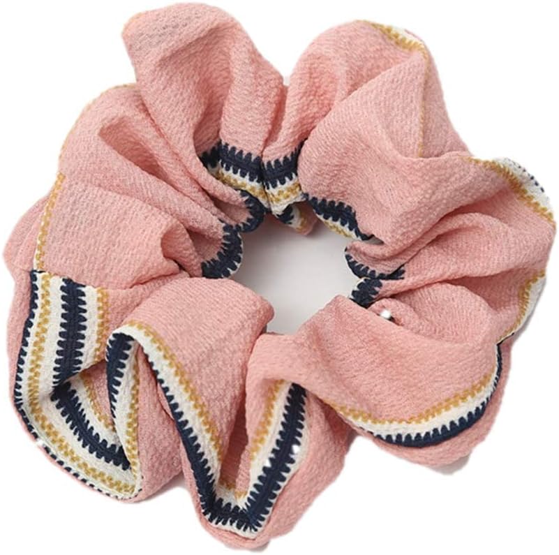 Bylater Wave Print Hair Scrunchies Hair Bobbles Hair Ties Elastic Hair Ropes Ponytail Holder Accessories for Women Girls(Pink)