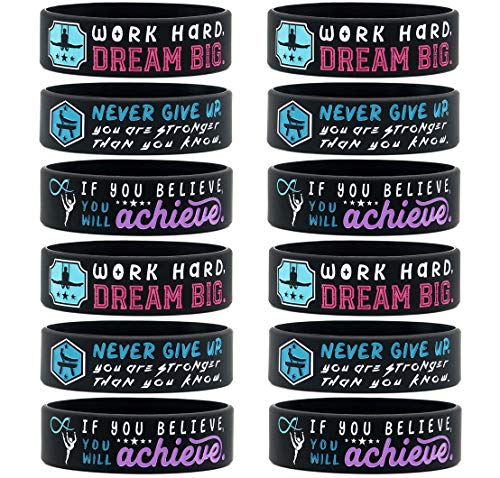12-Pack-Gymnastics-Wristbands-with-Motivational-Quotes-Wholesale-Bulk-Gymnastics-Themed-Giveaway-Gifts-Party-Favors-Supplies-for-Boys-Girls-Men-Women