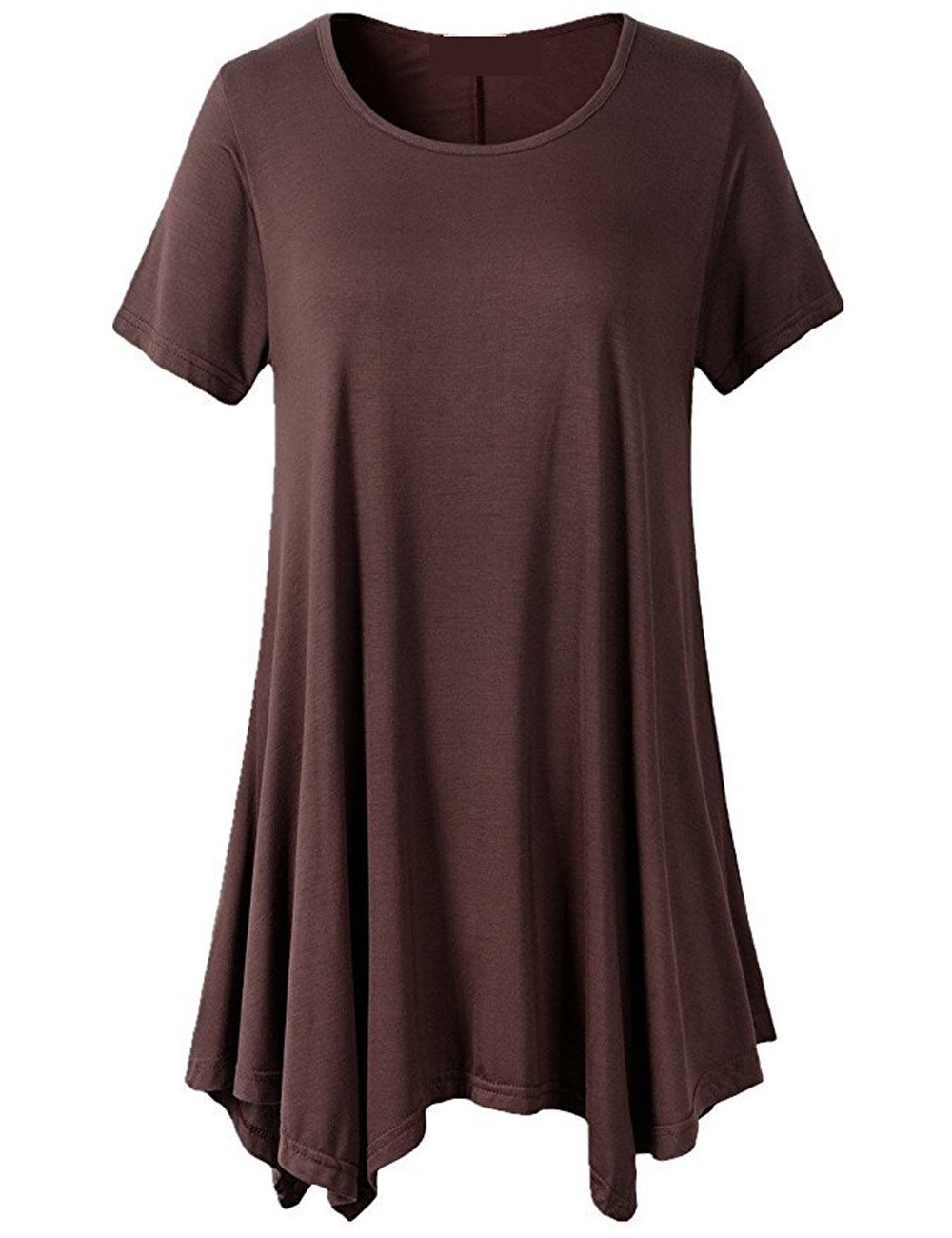 Women Swing Tunic Tops Comfy Flattering T Shirt (XXXL, Brown)