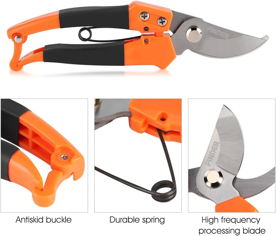 Professional Garden Pruning Shears, SK-5 Steel Blade, 25cm, Hand Pruner for Tree Branches and Shrubs Rust-Resistant Coating - Image 4