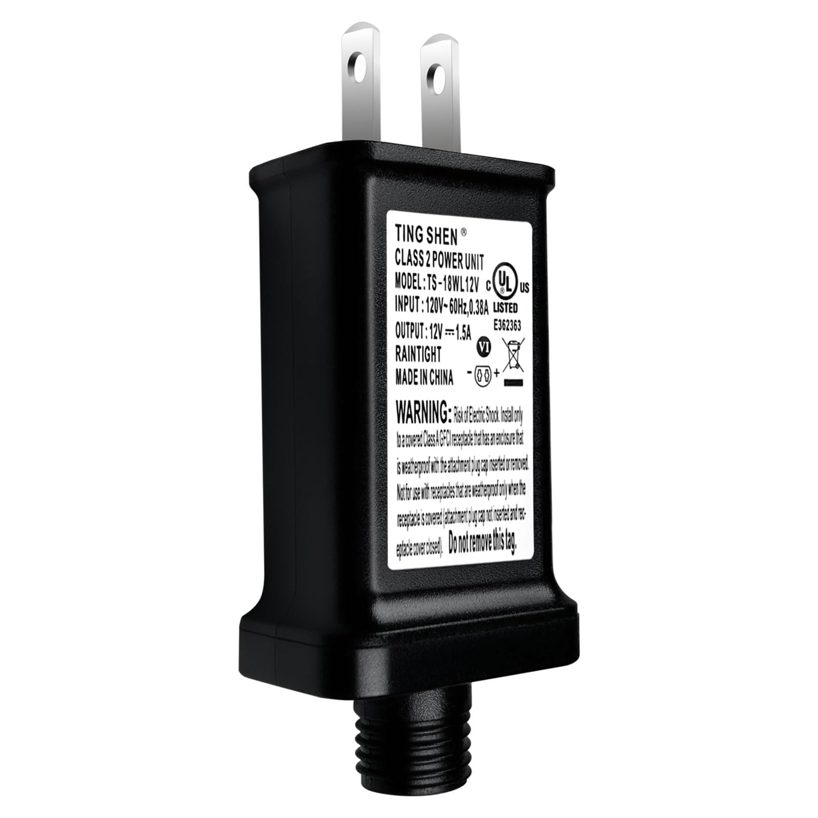 Photo 1 of 12V 1.5W LED Power Supply TS-18WL12V LED Transformer Class 2 Power Unit US Plug Adapter Replacement, Seasonal-Use LED Driver for LED String Light, Christmas Holiday Lighting (12V1.5A)