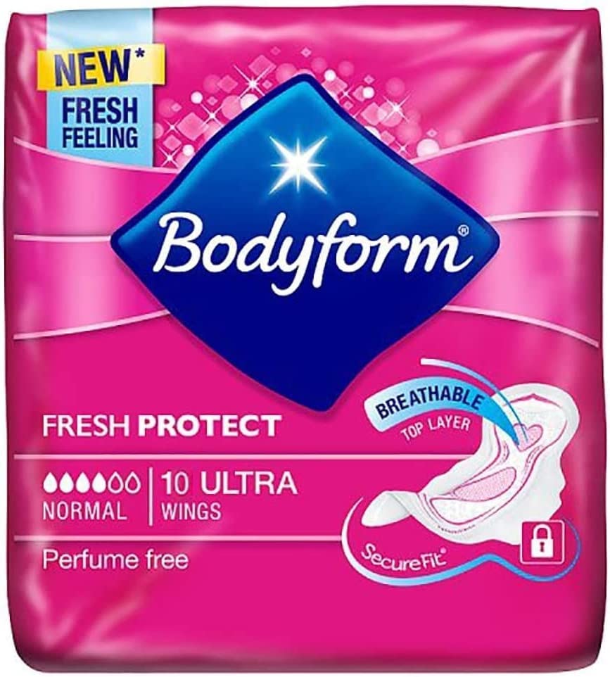 Bodyform ULTRA SUPER / LONG with WINGS 10 Ladies Sanitary Pads Towels - Pack of 8