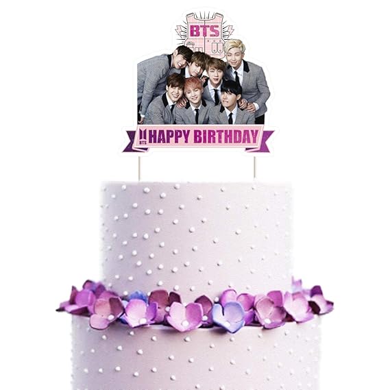 1 Pcs Bts Cake Topper Birthday Decoration Party Supplies Cupcake Toppers For Girls Boys Amazon In Grocery Gourmet Foods