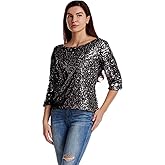 Women Sequin Sparkle Glitter Tank Coctail Party Tops T-Shirt Blouses
