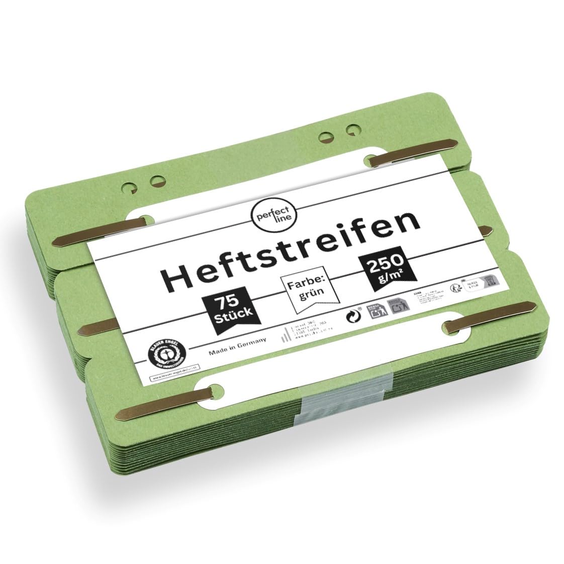 perfect line • 75 Filing Strips Cardboard, Recycled Cardboard, 250 g/m², Made in Germany (Green)