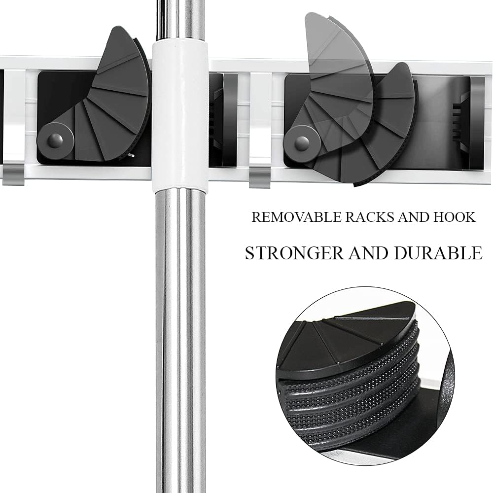 Rofesi Mop Broom Holder Wall Mount, Garage Storage Rack Garden Tool Organizer and Storage Wall Hanger, 3 Positions with 4 Hooks - - 