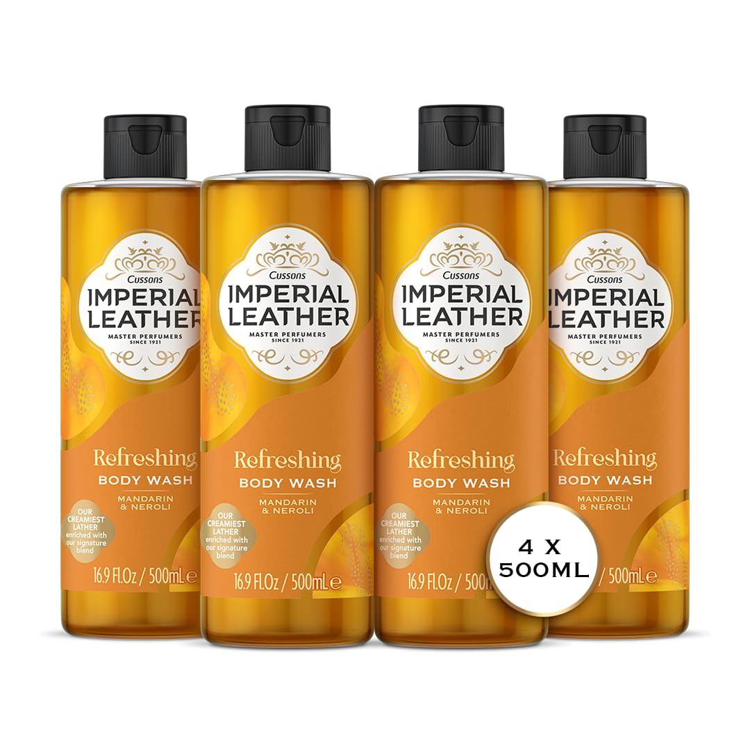 Imperial Leather Refreshing Shower Gel, Mandarin & Neroli, Signature Oil Blend, Creamy Lather, Gentle Skin Care, Bulk Buy, Pack of 4 x 500ml — image 1