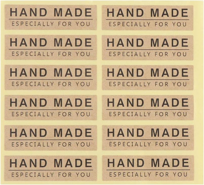Zhualemon mnvxcbxv 120PCS DIY Craft Adhesive Sealing Label Made With Love Handmade Cake Packaging Kraft Sticker Wedding Favors Party Supplies(C)