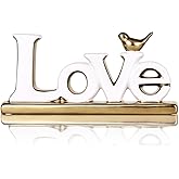 Love Sign, White & Gold Room Decor, Knick Knack Shelf, Gold Bird, Boho Bookshelf, Abstract Statue, For Living Room & Bedroom