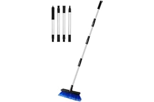 EVERRUSH 62" Car Wash Brush Mop with Long Handle, 10" Soft Bristle Scrub Scratch-Free Car Cleaning Brush Supplies Broom Kit for RV Boat Truck SUV, House Siding, Snow, Floors, Extension Aluminum Alloy