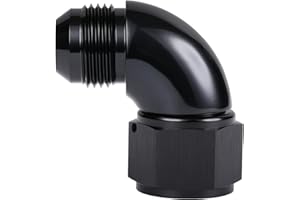 Podavelle 90 Degree 12AN Male to 12AN Female Swivel Full Flow Fitting Adapter Coupler Aluminum Black