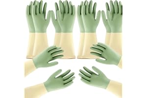 3 Pairs Thick Waterproof Latex Kitchen Gloves Beige and Mint Green Anti Slip Grip Ergonomic Design Durable Rubber Ideal for D