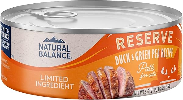NATURAL BALANCE LIMITED INGREDIENTS DUCK AND GREEN PEA CANNED CAT FOOD , 5.5 OZ.