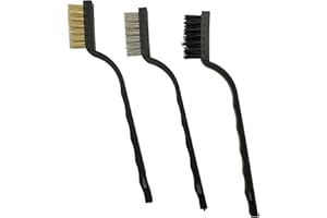 CEKASO 3pcs Car Cleaning Brush Detailing Wire Brush Set, Brass, Stainless Steel, Nylon Brush Head for Cleaning Welding Slag Stain and Rust