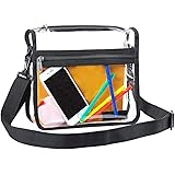 Clear Crossbody Purse Bag - Stadium Approved, Gym Clear Shoulder Tote Bag with Front Pocket and Adjustable Strap for Women, M
