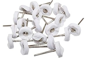 NIUPIKA Little Buffer Wheels Buffing and Polishing Wheel for Rotary Drill Tools White,3mm Mandrel 20 Pieces