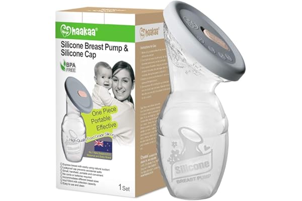 haakaa Manual Breast Pump 4oz/100ml One-Piece Design with Silicone Cap Made by Food Grade Silicone Milk Saver & Milk Catcher 