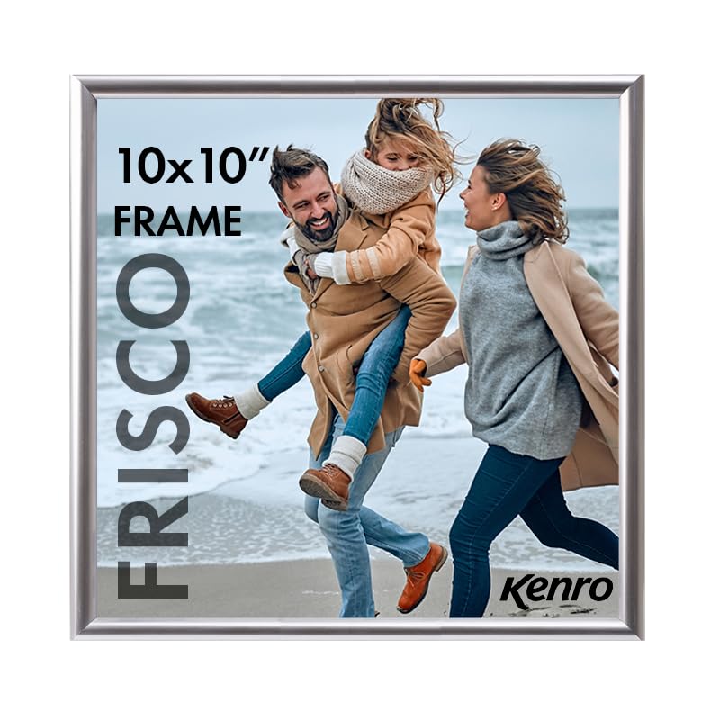 Kenro Frisco Plastic Picture Frames (Box of 1) - 10x10 / 25x25cm Wall Hanging Stylish Photo Frame with Glass Front - Silver