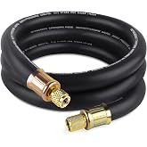 Boltigen 1/2'' ID Vacuum Refrigerant Hose, High Flow Black HVAC Vacuum Pump Hose with 3/8 to 1/4 Flare Fitting, 6 Feet Vacuum Certified Refrigerant Hose for AC/Refrigeration System