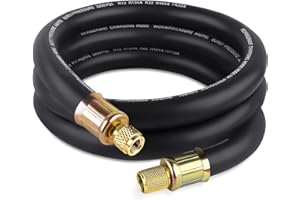 Boltigen 1/2'' ID Vacuum Refrigerant Hose, High Flow Black HVAC Vacuum Pump Hose with 3/8 to 1/4 Flare Fitting, 6 Feet Vacuum Certified Refrigerant Hose for AC/Refrigeration System