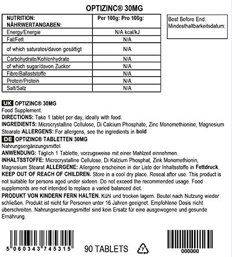 Bulk Pure OptiZinc Tablets, 30 mg, Pack of 90, 90 count (Pack of 1) - Image 5