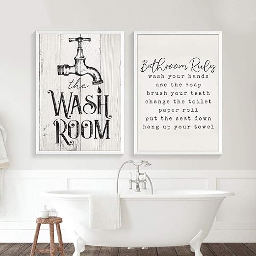 Divertidos Inodoros Carteles E Impresiones Reglas De Bano Lienzo