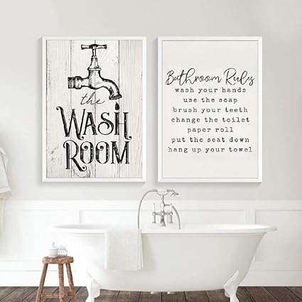 Funny Toilet Posters And Prints Bathroom Rules Canvas Art