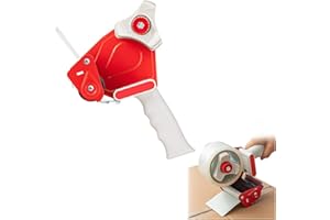 Heavy Duty Packing Tape Gun Manual Dispenser with Sealing Cutter for Shipping Moving Carton Box- Red