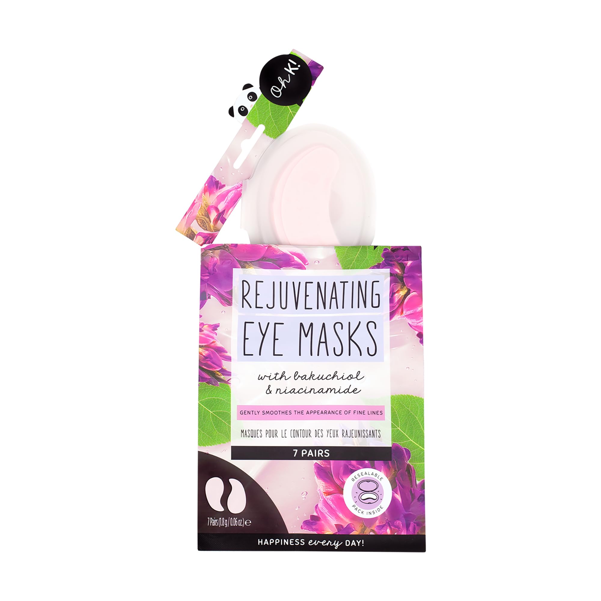 Oh K! Under Eye Masks, Fine Line Smoothing, Reduces Wrinkles, 7 Pairs, With Added Bakuchiol Vegan and Cruelty Free 26g