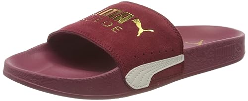 red suede puma slides