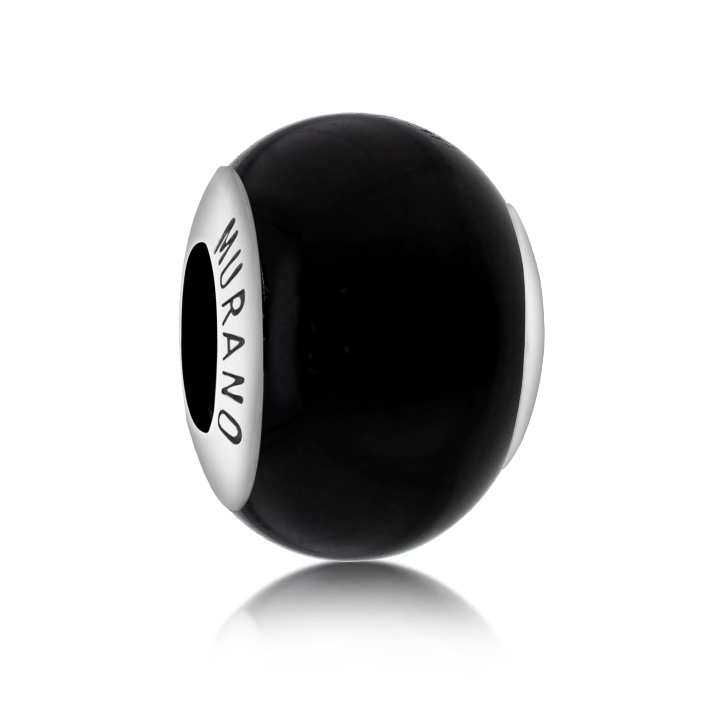 Tuscany Silver Women's Sterling Silver Black Murano Bead