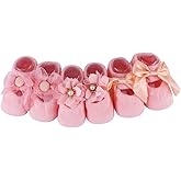 RiToEasysports Baby Non-Slip Socks, Soft Breathable Cotton Machine Washable, Infant Floor Socks with Bow Flower Lace Design for Baby Toddler Crawling Walking Indoor Use
