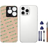 Mingxiong 14 Pro Max Back Glass Replacement for iPhone 14 Pro Max Rear Back Glass Panel Replacement with Pre-Installed Adhesive + Repairing Toolkit (Silver)